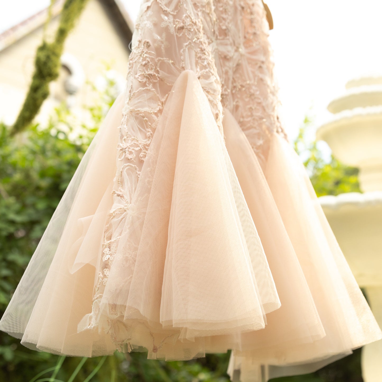 Sofia Dress - Elegant Lace Dress with Pearl Collar and Tulle Hem