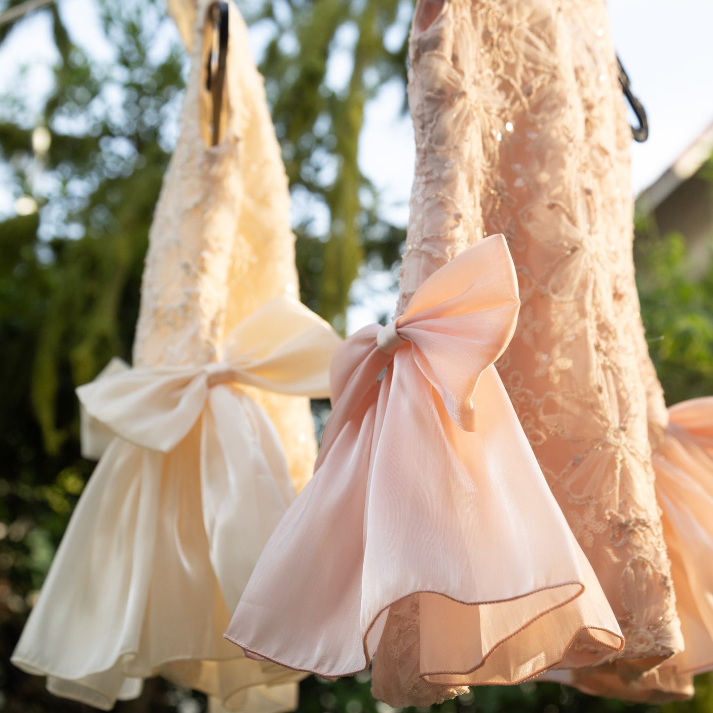 Bella Dress - Elegant Lace Dress with Floral Details & Silk Bows