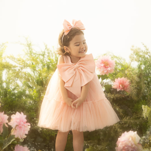 Ella Dress - Big Bow Baby Girl Dress Photoshoot Birthday Tutu Dress