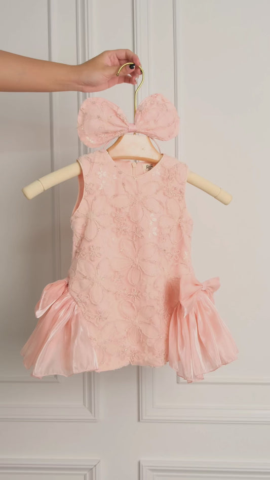 Bella Dress - Elegant Lace Dress with Floral Details & Silk Bows