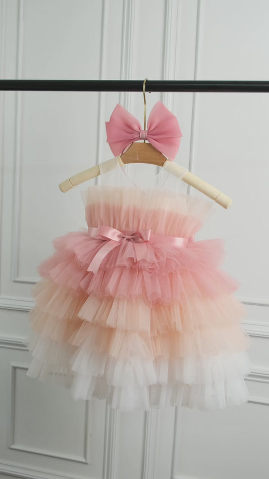 Chloe Dress - Birthday Dress Tutu Ombre Tiered Tulle Dress